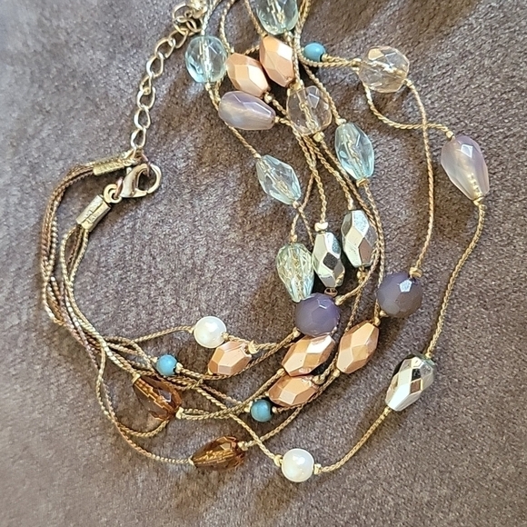 Twisted Chain Beaded Illusion Layered Station Torsade Necklace - Picture 2 of 9